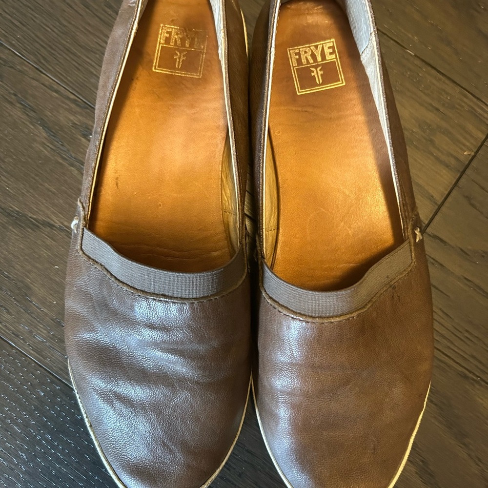 Frye Dark Brown Leather Slip-On Shoes